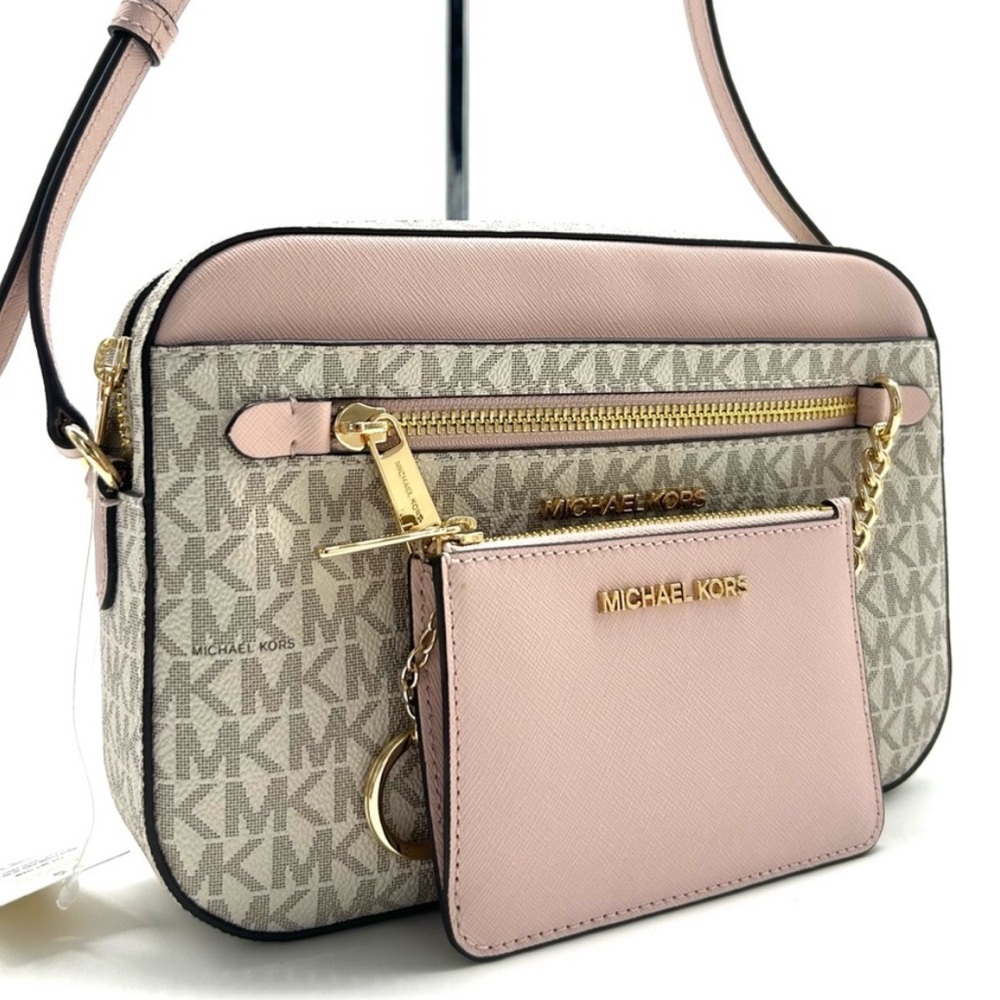 Michael Kors Jet Set LG Signature Logo Crossbody Bag & Matching TZ Coinpouch ID